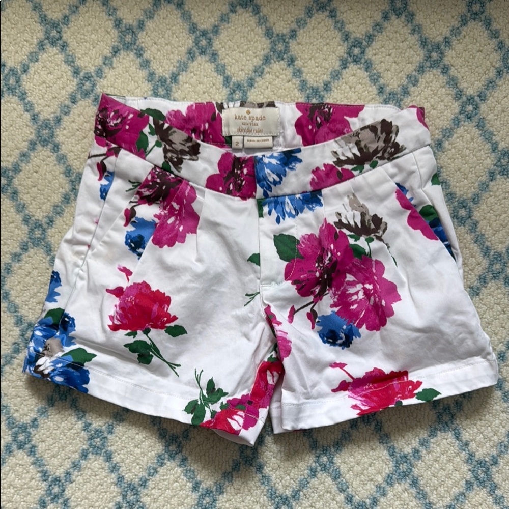 Kate Spade Girls White and Pink Floral Shorts